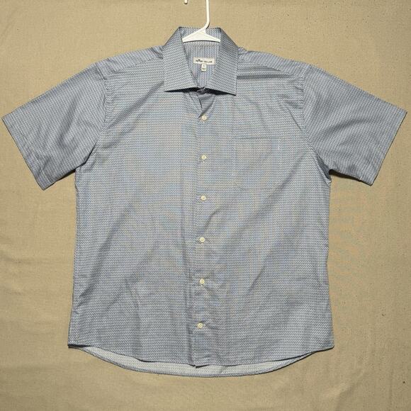 Peter Millar Other - Peter Millar Button Front Shirt Mens Sz L Barber Geometric Pattern Short Sleeve